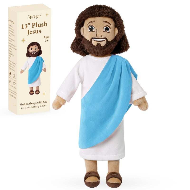 Apragaz 13 Jesus Plush Doll Jesus Plushies for Kids Soft Comfort Christian Toy Christian Faith Plushie FaithBased Gift for Boys Girls Sunday School Bible Learning Easter ChristmasBlue - Image 3