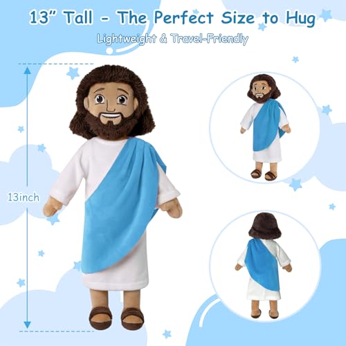 Apragaz 13 Jesus Plush Doll Jesus Plushies for Kids Soft Comfort Christian Toy Christian Faith Plushie FaithBased Gift for Boys Girls Sunday School Bible Learning Easter ChristmasBlue - Image 5