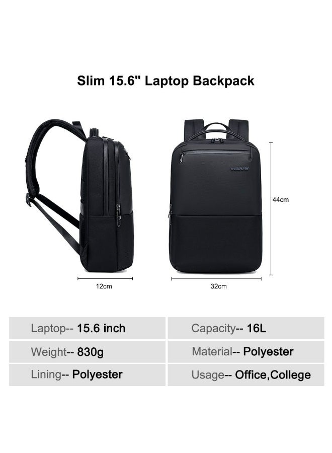 أركتيك هانتر حقيبة ظهر Arctic Hunter Slim للكمبيوتر المحمول 16 لترًا خفيفة الوزن وأنيقة مقاس 15.6 بوصة مقاومة للماء حقيبة ظهر عمل فاخرة للرجال والنساء للمكتب والتنقل اليومي والجامعة، لون أسود - Image 2
