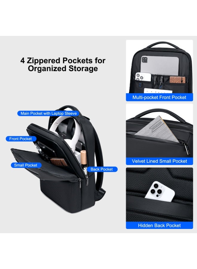 أركتيك هانتر حقيبة ظهر Arctic Hunter Slim للكمبيوتر المحمول 16 لترًا خفيفة الوزن وأنيقة مقاس 15.6 بوصة مقاومة للماء حقيبة ظهر عمل فاخرة للرجال والنساء للمكتب والتنقل اليومي والجامعة، لون أسود - Image 3