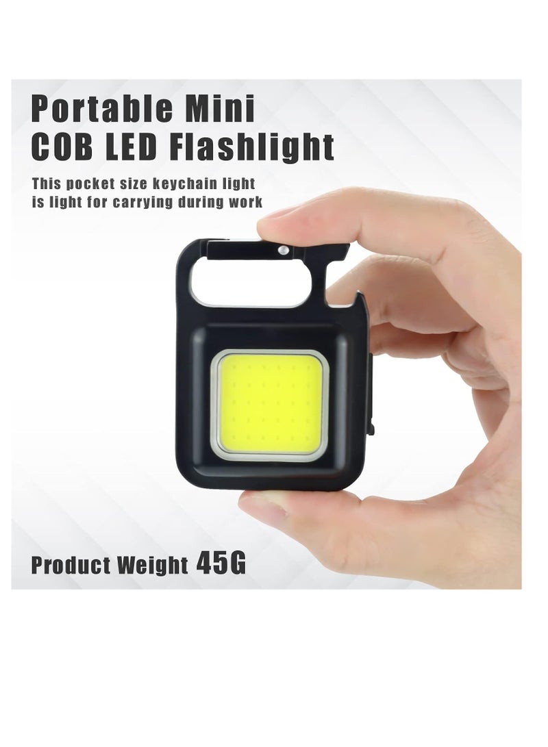 Emergency Light Tiokkss COB Small Flashlights Rechargeable 1000 Lumens Keychain Mini Flashlight 4 Light Modes Portable Pocket Light with Folding Bracket Bottle Opener and Magnet Base for Camping Fishi - Image 4