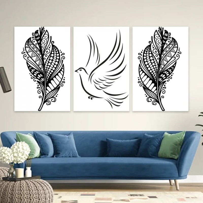 ماركتنا ثلاث لوحات قماشية فخمة بتصميم مودرن مع برواز مجوف مقاس (90×40) ثلاث قطع - Image 1