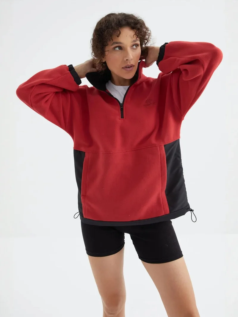 تومي لايف TOMMY Oversized Half-zip Plush Sweatshirt