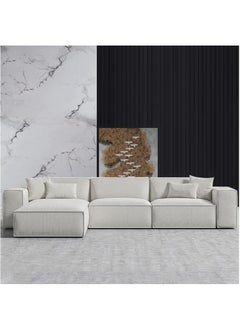 KARNAK طقم أريكة فاخرة من الكرنك كارول على شكل حرف L، أثاث بتصميم عصري، أريكة مريحة لغرفة المعيشة، لون (أبيض)  - Image 1