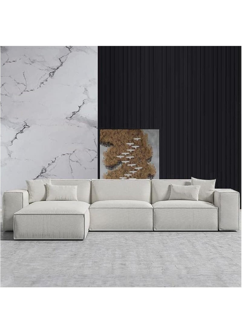 KARNAK Karnak Carol Corner L Shape Luxury Sofa Set Modern Design Furniture Sectional Velvet Couch Comfortable Living Room Sofa Color (White)  - Image 1