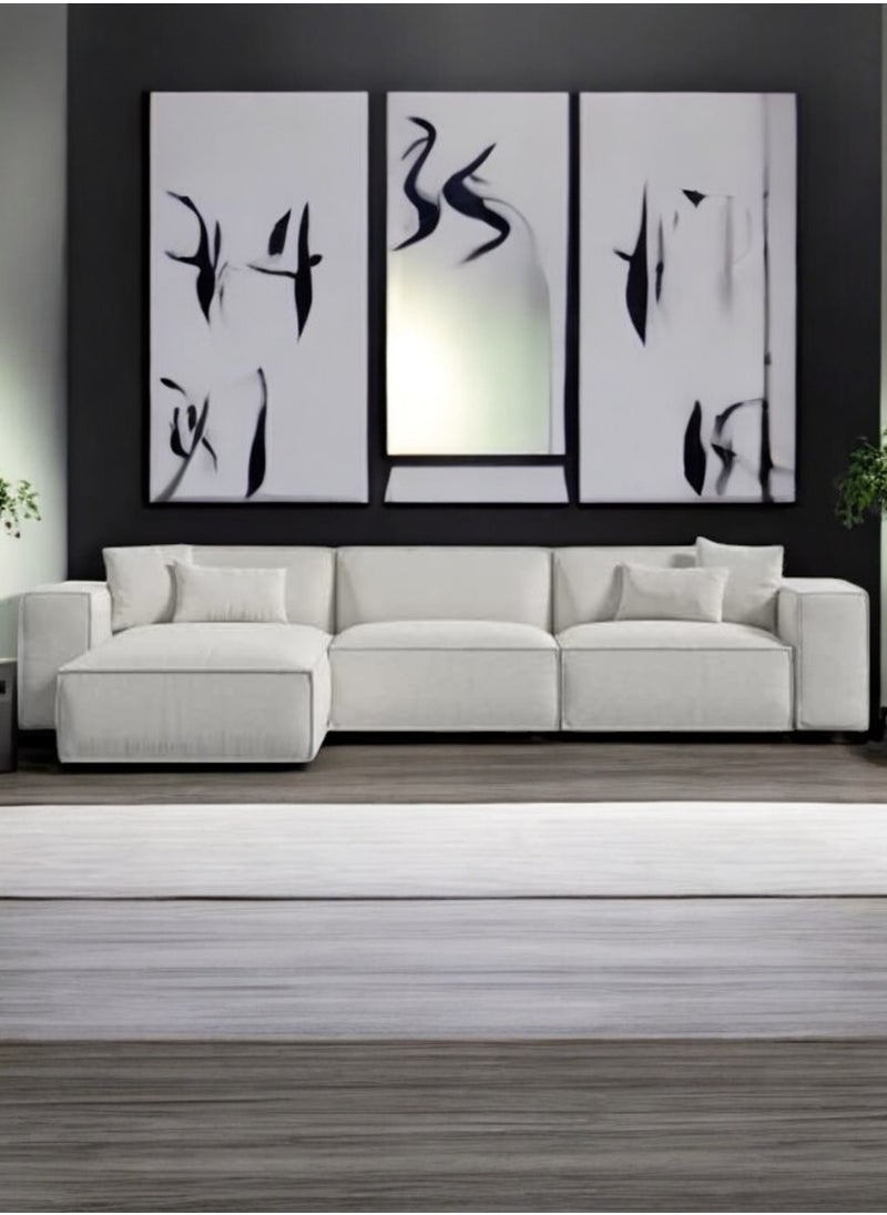 KARNAK Karnak Carol Corner L Shape Luxury Sofa Set Modern Design Furniture Sectional Velvet Couch Comfortable Living Room Sofa Color (White)  - Image 2