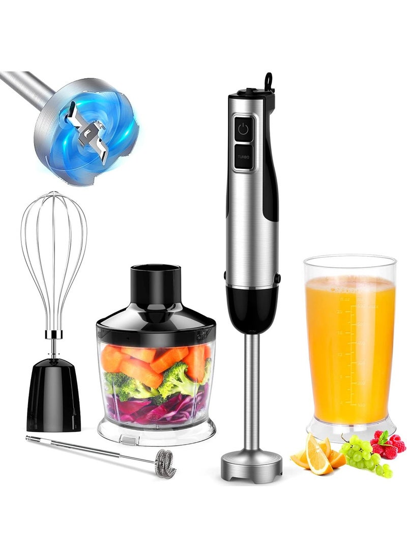 ET-LIFE - 1100W 5-in-1 Hand Blender Chopper Whisker Mixer with 12 Speed | Durable Stainless Steel Blade & Removable Stick | Comes with 600ml beaker, 500ml Chopper HB-2080 - Image 1