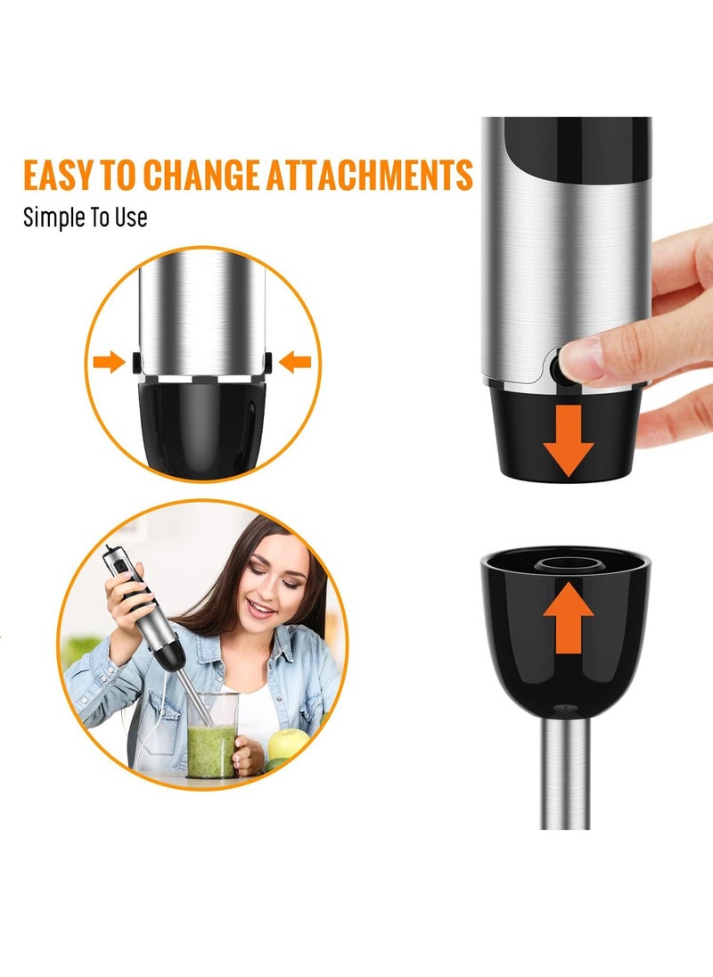 ET-LIFE - 1100W 5-in-1 Hand Blender Chopper Whisker Mixer with 12 Speed | Durable Stainless Steel Blade & Removable Stick | Comes with 600ml beaker, 500ml Chopper HB-2080 - Image 1