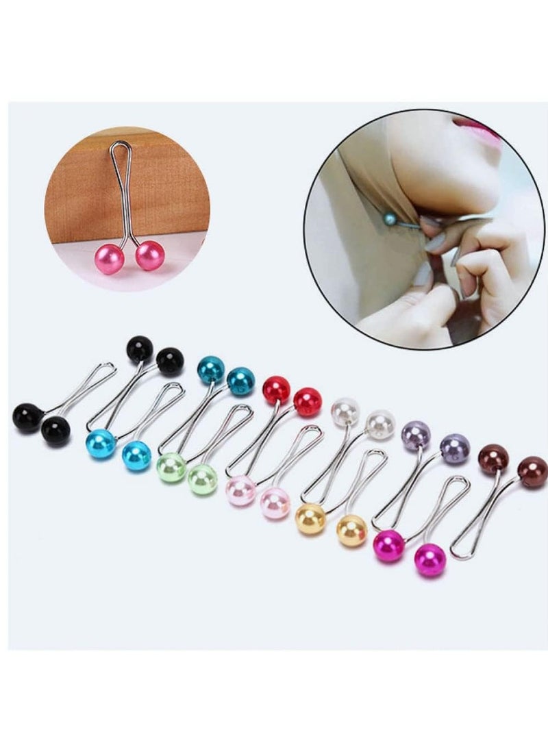12pcs Women's Pearl Brooch Pins U-Shaped Hijab Scarf Clips Faux Pearl Scarf Clips Pinless Scarf Clips - Image 1