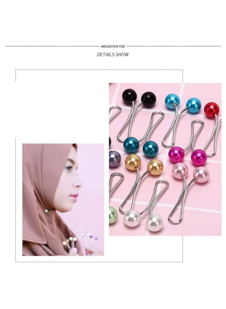 12pcs Women's Pearl Brooch Pins U-Shaped Hijab Scarf Clips Faux Pearl Scarf Clips Pinless Scarf Clips - Image 4