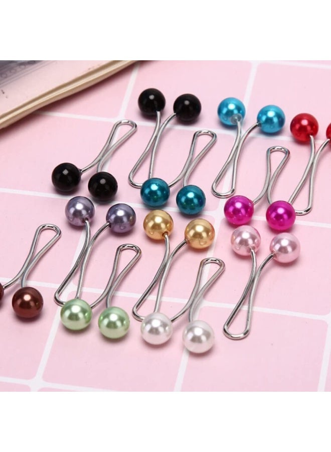 12pcs Women's Pearl Brooch Pins U-Shaped Hijab Scarf Clips Faux Pearl Scarf Clips Pinless Scarf Clips - Image 2