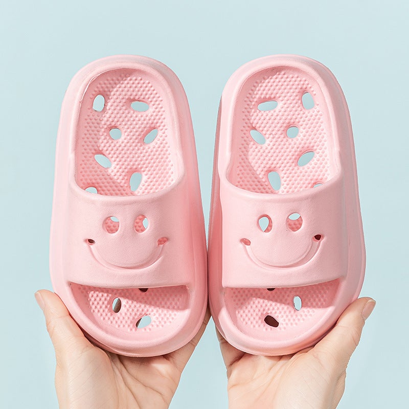 Childrens Bath Bathroom Slippers Summer Non-slip Hollow Water Leakage Non-stinky Feet Indoor Household Soft Bottom Sandals for Boys and Girls Khakis-EVA - Image 4