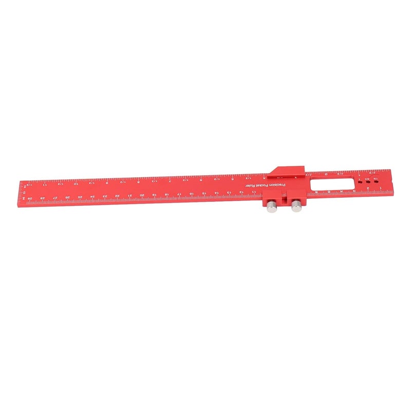 Woodworking Pocket Ruler 12 Inch, Aluminium Alloy Slide Stop Marking Ruler with Engraved Scale, Adjustable Sliding Scribing and Square Ruler for DIY Carpentry - Image 2