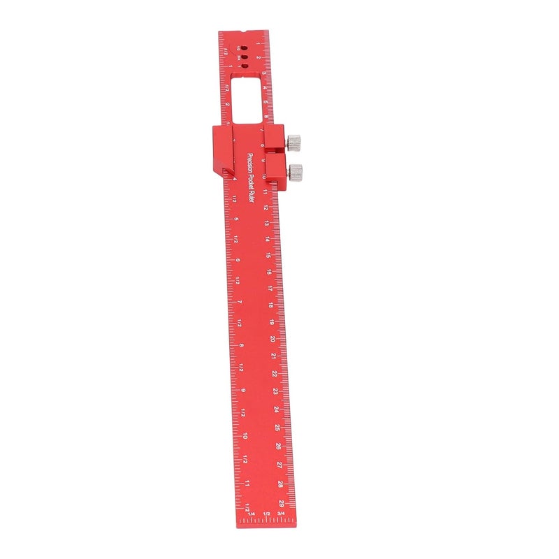 Woodworking Pocket Ruler 12 Inch, Aluminium Alloy Slide Stop Marking Ruler with Engraved Scale, Adjustable Sliding Scribing and Square Ruler for DIY Carpentry - Image 3