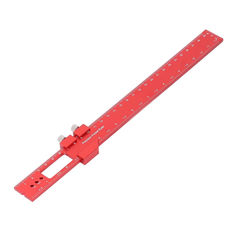 Woodworking Pocket Ruler 12 Inch, Aluminium Alloy Slide Stop Marking Ruler with Engraved Scale, Adjustable Sliding Scribing and Square Ruler for DIY Carpentry - Image 5
