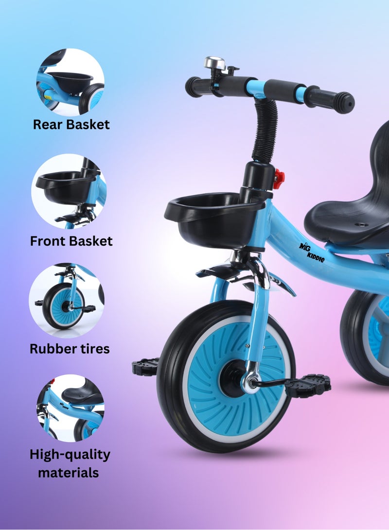 MG Tricycle for Kids with a Front and Rear Basket, Bell and Color Wheels for Boys and Girls for Age 2 to 6 Years  Baby Tricycle, Blue - Image 3