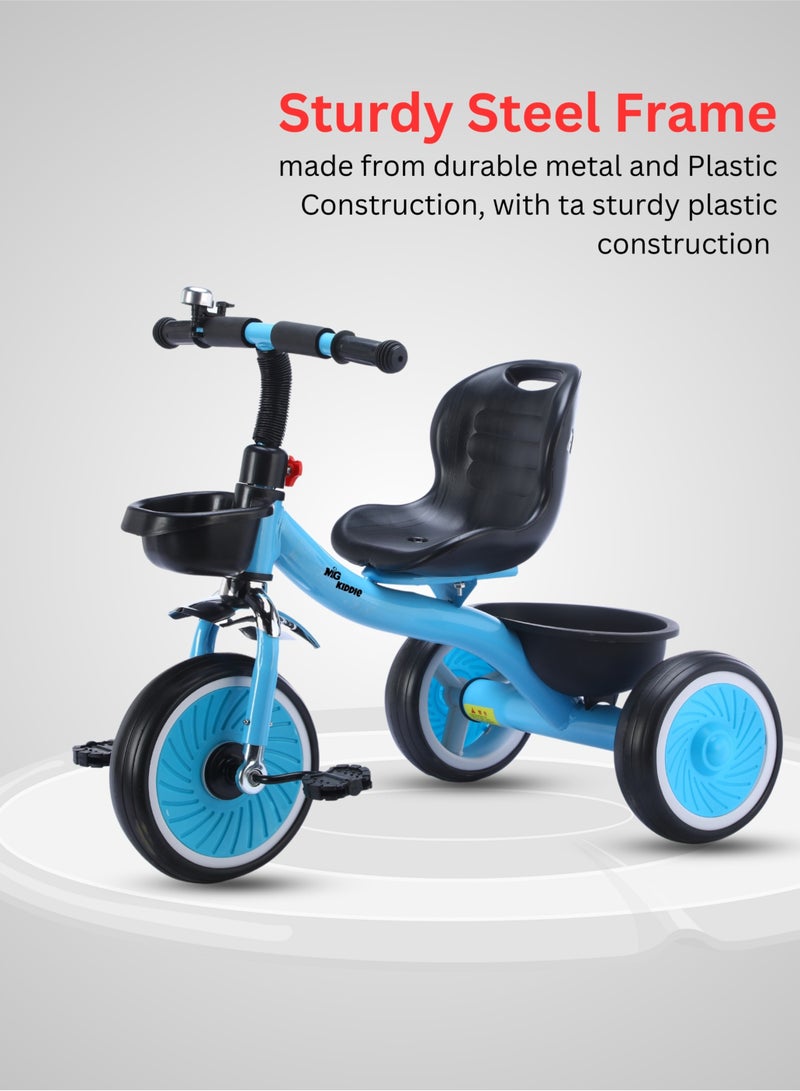 MG Tricycle for Kids with a Front and Rear Basket, Bell and Color Wheels for Boys and Girls for Age 2 to 6 Years  Baby Tricycle, Blue - Image 5