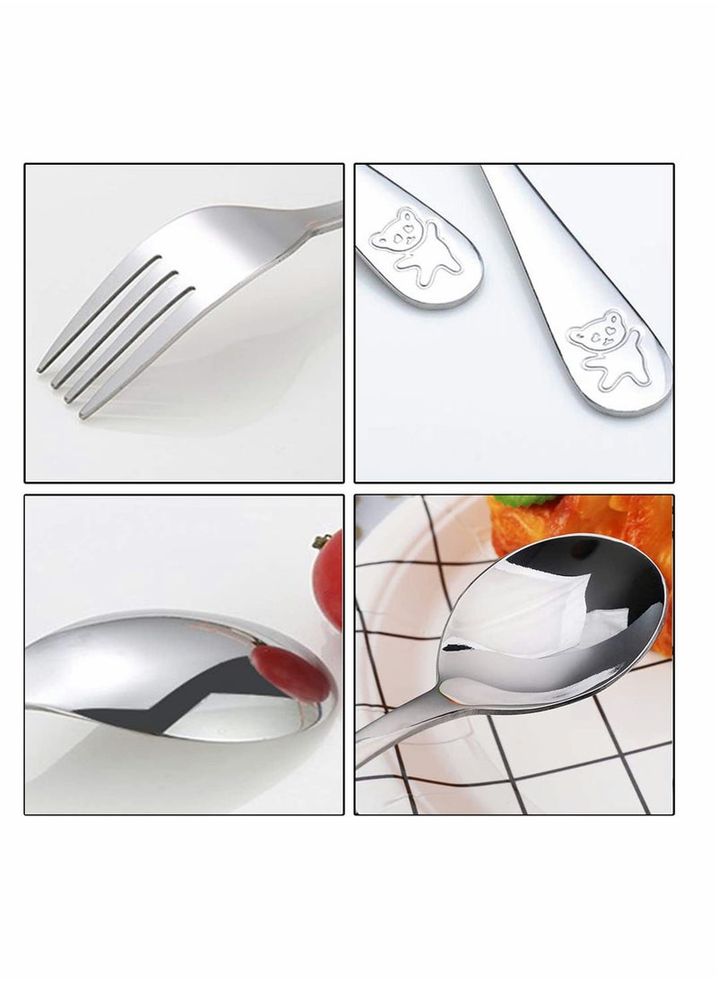 Generic - 6-Piece Stainless Steel Kids Flatware Set with Bear Design - Safe Toddler Utensils Including 3 Forks and 3 Spoons for Children - Image 1