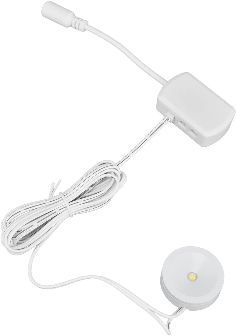 LED Under Cabinet Puck Lights, Dimmable Ultra Thin Round Cabinet Light, USB Powered White LED Lighting for Exhibition Halls Cabinets Wardrobes Wine Racks (One for six) - Image 3