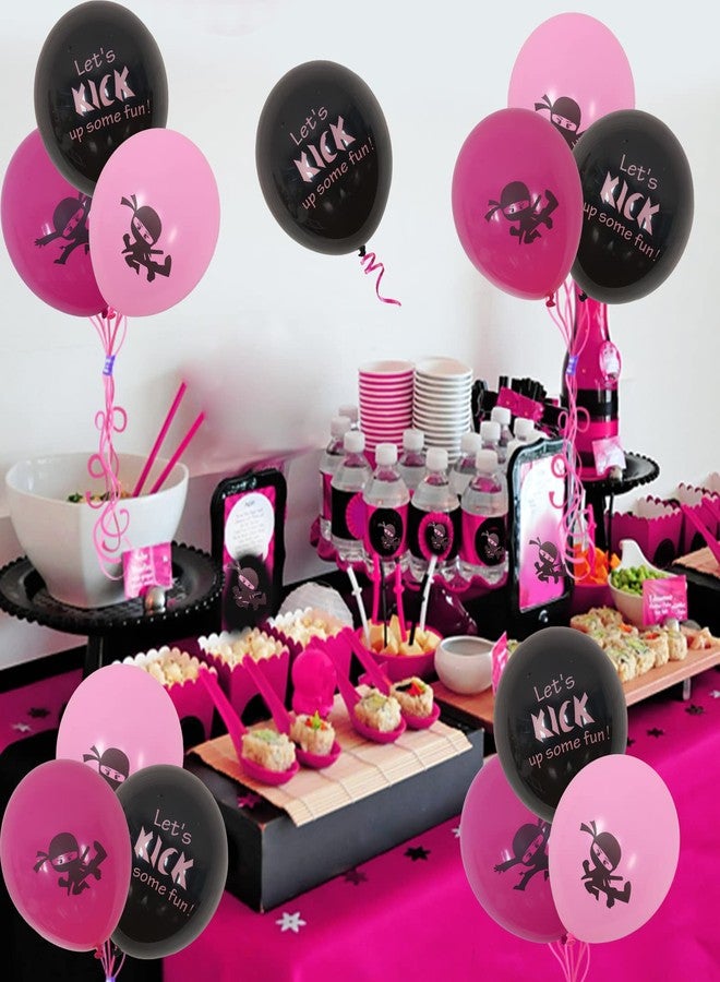 Fangleland Pink Ninja Master Balloons for Girls Black Rose Red Ninja Warrior Birthday Baby Shower Party Supplies 36 Pack - Image 4