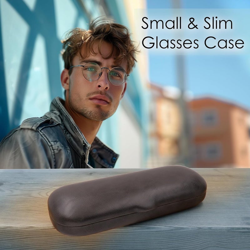 MyEyeglassCase علبة نظاراتي الرجالية الصغيرة - حافظة صلبة للنظارات مع حقيبة وقطعة قماش - حافظة ضيقة ونحيفة للقراءة - متينة - Image 2