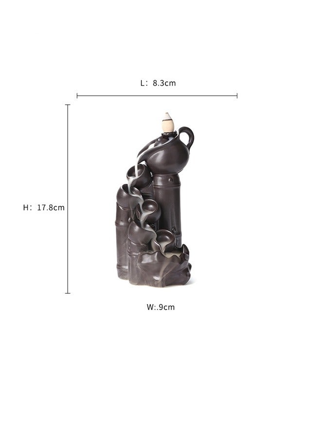 عام محرق معطر خزفي يعيد تدفق الدخان. يوجد على جانبيه مصادر مثل بلوط الحجارة والجداول الجبلية والمآب الجارفة. هو أيضًا زخرفة محرق معطر بالدفق العكسي. - Image 3