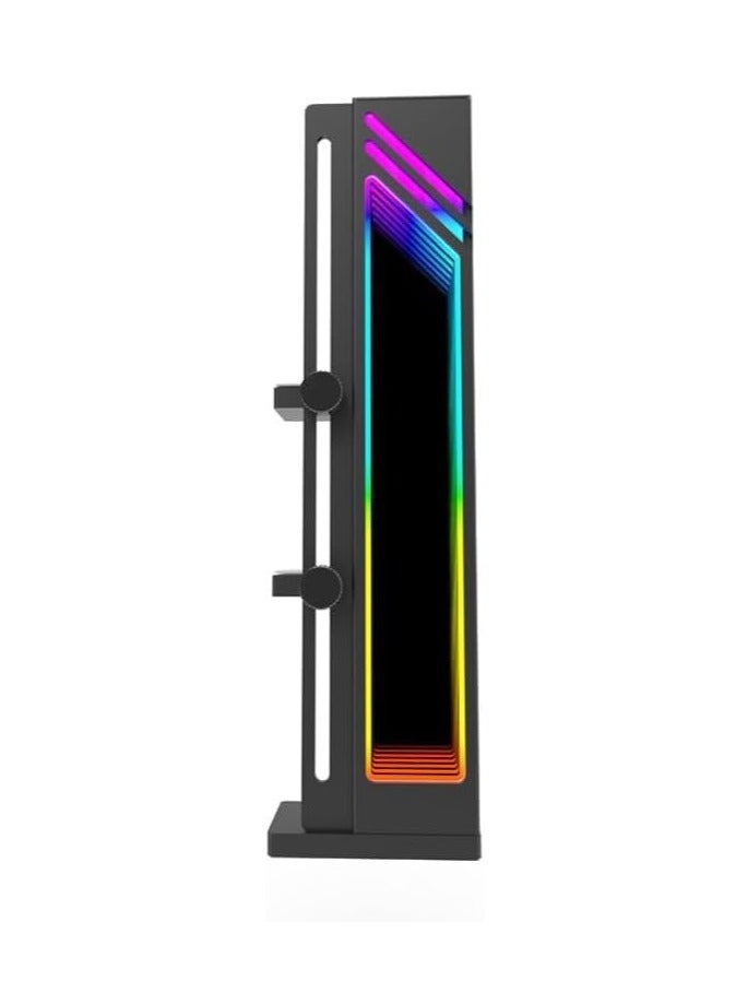 Adjustable ARGB GPU Stand with Magnetic Base, 5V 3PIN Anti-Sag Bracket for Graphics Cards, Anti-Skid Display Card Support Rack for Computer Graphics Processing Unit Accessories (Black) - Image 1