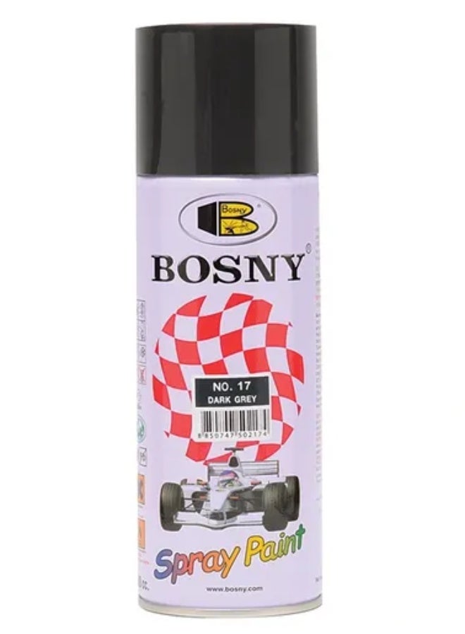 Bosny Dark Grey No.17 Spray Paint 400 ml – Quick-Dry, High-Coverage Multi-Purpose Paint