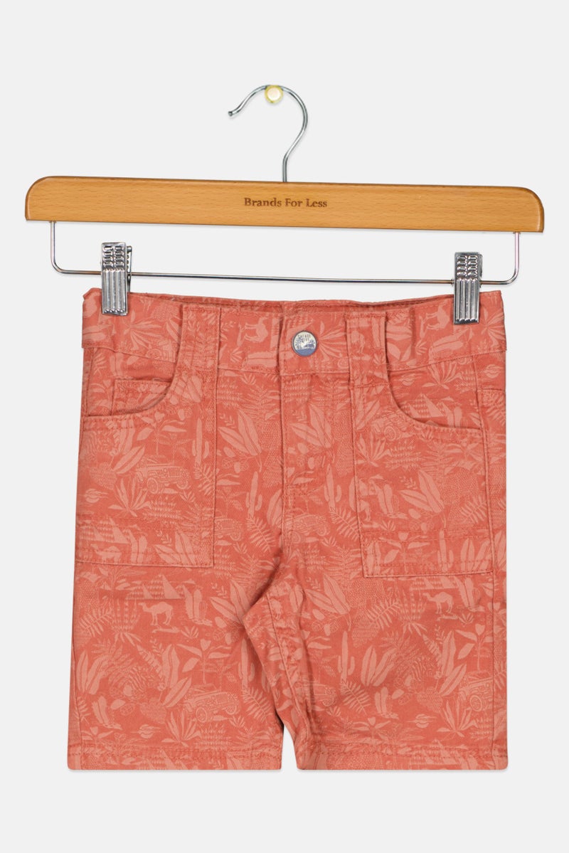 Sergent Major Toddlers Boy Graphic Print Basic Shorts, Rust  - Image 1