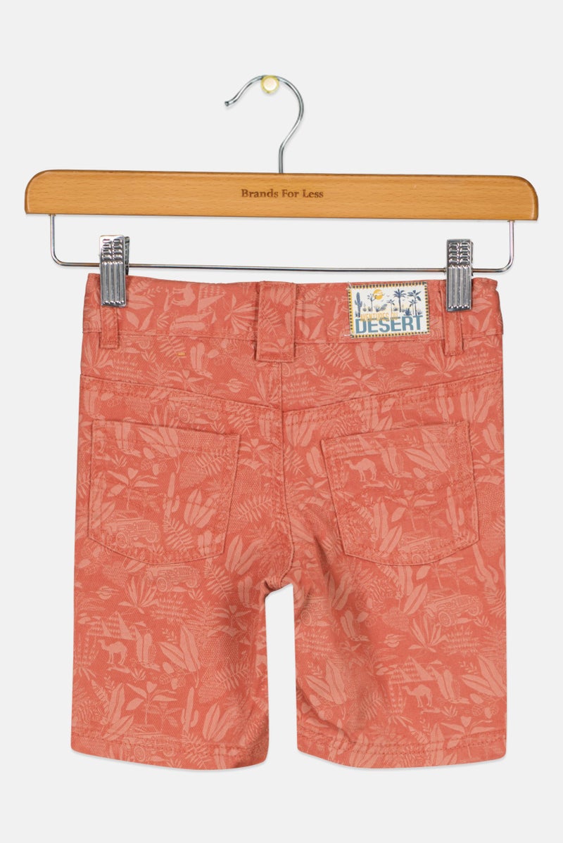 Sergent Major Toddlers Boy Graphic Print Basic Shorts, Rust  - Image 2