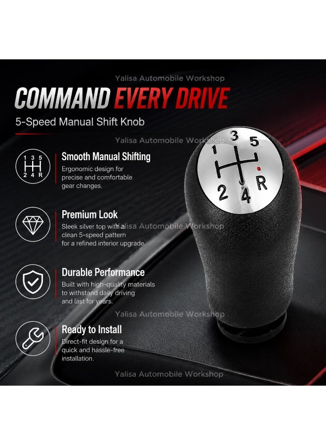 5-Speed Manual Gear Shift Knob for Renault Clio III, Twingo III, Laguna II, Modus & Dacia Dokker Duster II, Black Plastic - Image 3