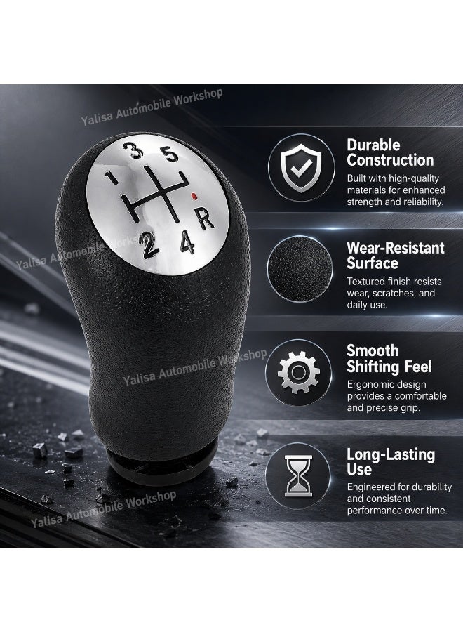 5-Speed Manual Gear Shift Knob for Renault Clio III, Twingo III, Laguna II, Modus & Dacia Dokker Duster II, Black Plastic - Image 5