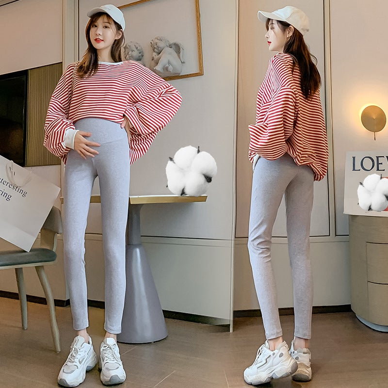 Maternity Pants Spring Autumn Adjustable Solid Korean Capris active black  - Image 4