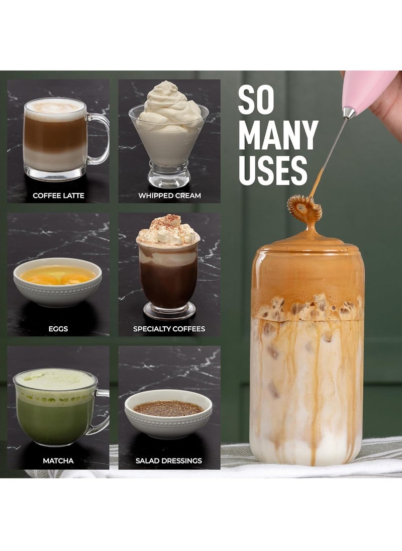 MODERN HOME - Milk Frother Handheld With a special stainless steel holder, Foam Maker for Lattes, Whisk Drink Mixer for Coffee, Mini Foamer for Cappuccino, Frappe, Matcha And Hot Chocolate - Image 1