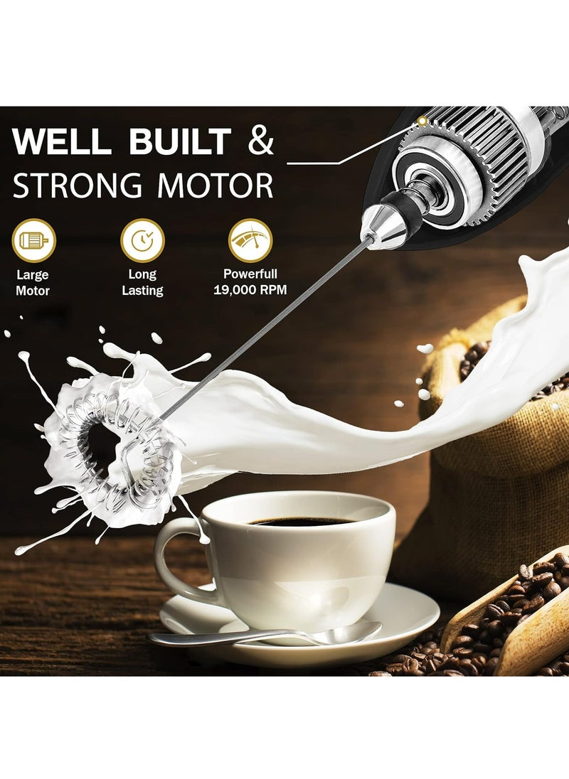 MODERN HOME - Milk Frother Handheld With a special stainless steel holder, Foam Maker for Lattes, Whisk Drink Mixer for Coffee, Mini Foamer for Cappuccino, Frappe, Matcha And Hot Chocolate - Image 1