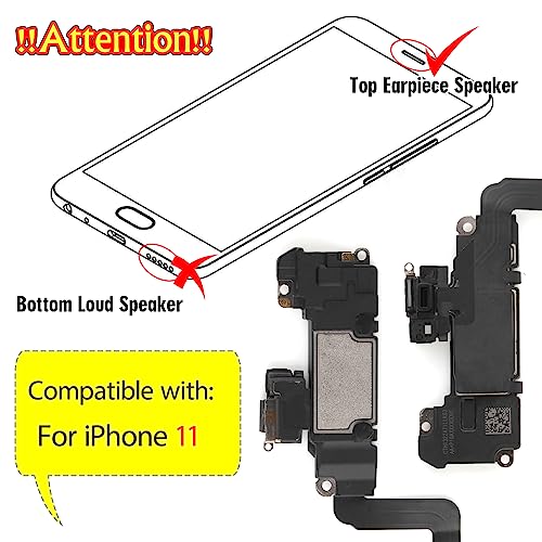 YWLRONG سماعة الأذن YWLRONG لهاتف iPhone 11 - بديل مع ضوء، حساس التقارب، كابل مرن وأدوات إصلاح - Image 5
