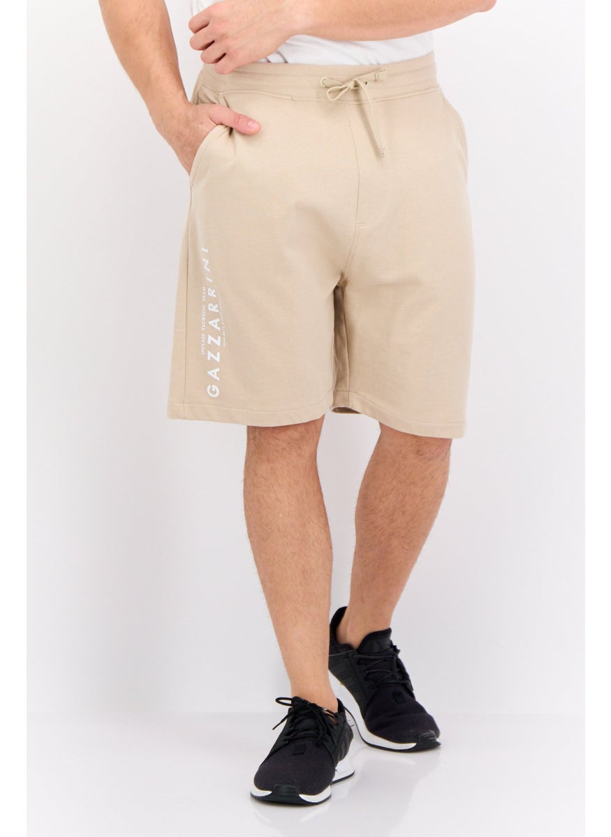 Gazzarrini Men Printed Side Pocket Basic Shorts, Beige  - Image 1