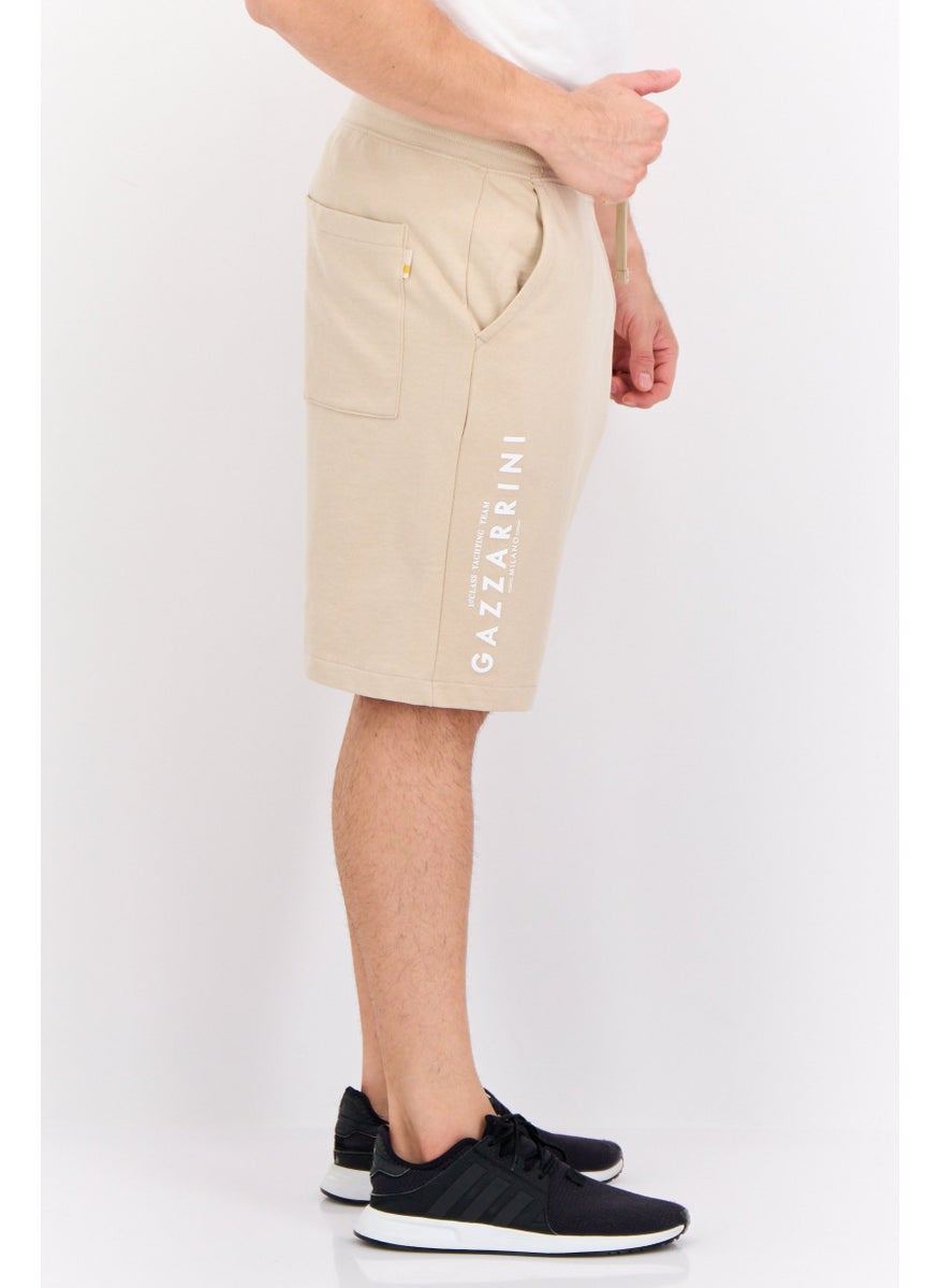 Gazzarrini Men Printed Side Pocket Basic Shorts, Beige  - Image 4