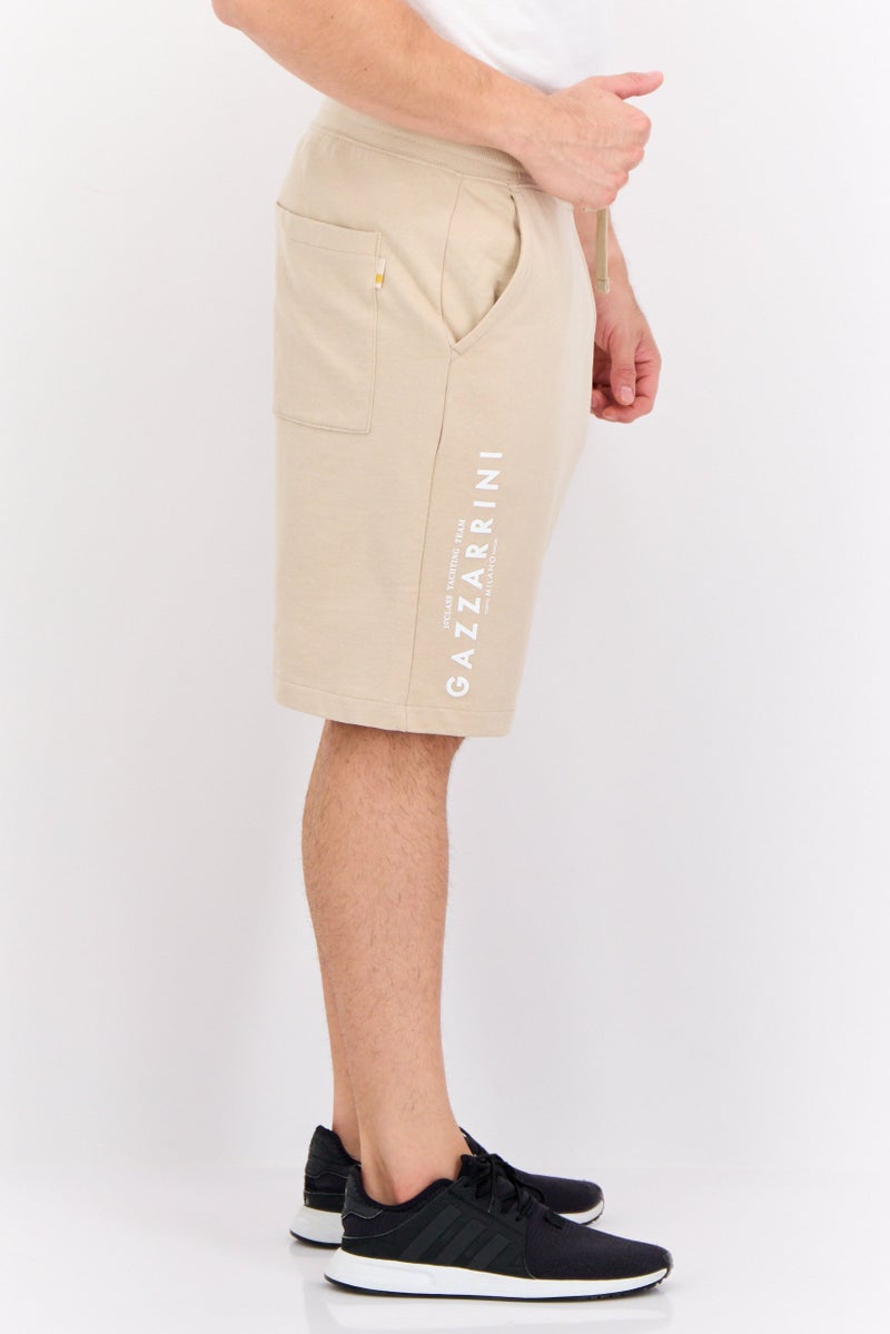 Gazzarrini Men Printed Side Pocket Basic Shorts, Beige - Image 4