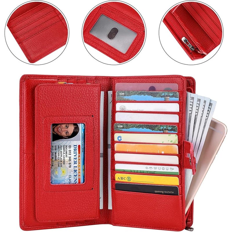 ITSLIFE Womens Wallet,Large Capacity RFID Blocking Leather Wallets Credit Cards Organizer Ladies Wallet with Checkbook Holder - Image 5