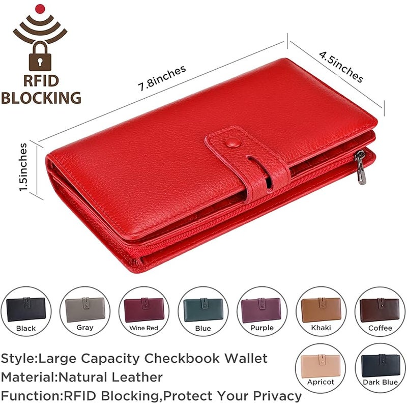 ITSLIFE Womens Wallet,Large Capacity RFID Blocking Leather Wallets Credit Cards Organizer Ladies Wallet with Checkbook Holder - Image 4