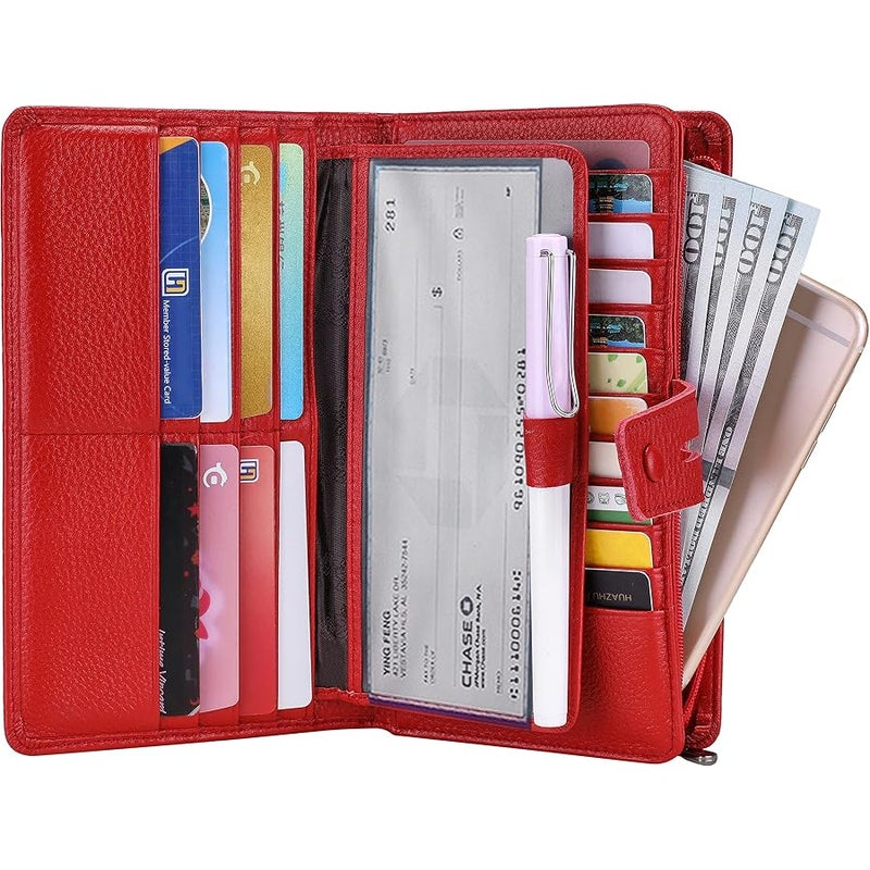 ITSLIFE Womens Wallet,Large Capacity RFID Blocking Leather Wallets Credit Cards Organizer Ladies Wallet with Checkbook Holder - Image 2