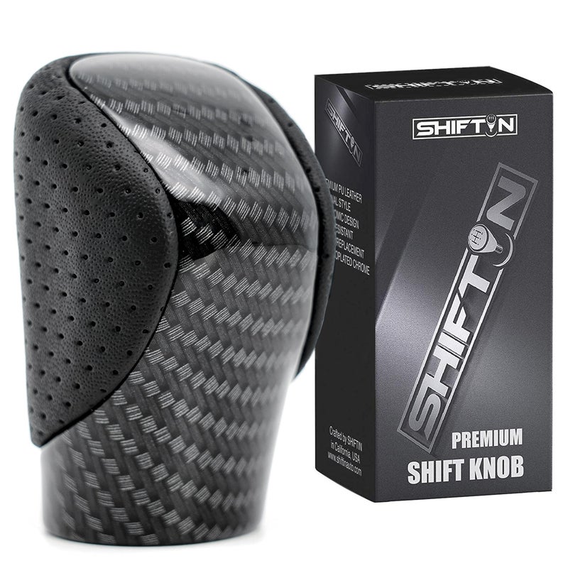 SHIFTIN Gear Shift Knob Shifter for Lexus ES GS GX is NX RC RX 200t 300 350 3450h 450hL 350L (Punched Black Leather/Carbon Pattern) - Image 1