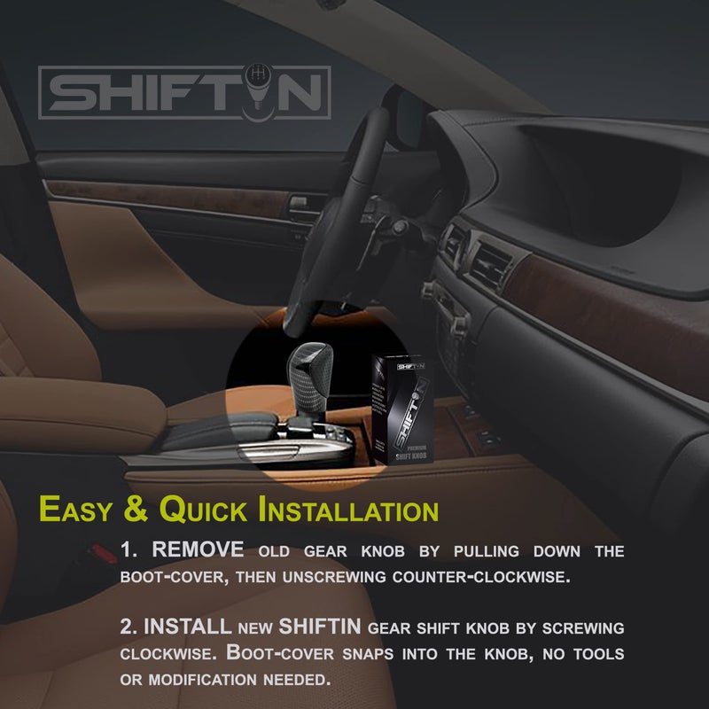 SHIFTIN Gear Shift Knob Shifter for Lexus ES GS GX is NX RC RX 200t 300 350 3450h 450hL 350L (Punched Black Leather/Carbon Pattern) - Image 4