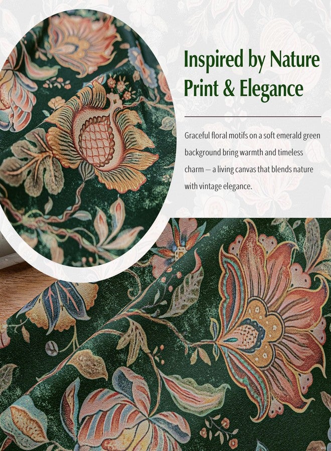 FMFUNCTEX 100% Boho Blackout Floral Curtains for Bedroom, Vintage Flower Patternd Emerald Green Curtains 84 Inch Length for Living Room Darkening Thermal Insulated Grommet Window Drapes 2 Panels - Image 5