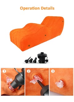 EzzySo Love Sofa Inflatable Bench Recliner, Portable Couple Inflatable Bed Multi-Functional Sofa with Electric Inflator Pump Plush Sofa Toy Orange  - Image 5