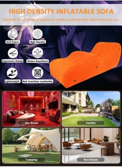 EzzySo Love Sofa Inflatable Bench Recliner, Portable Couple Inflatable Bed Multi-Functional Sofa with Electric Inflator Pump Plush Sofa Toy Orange  - Image 3