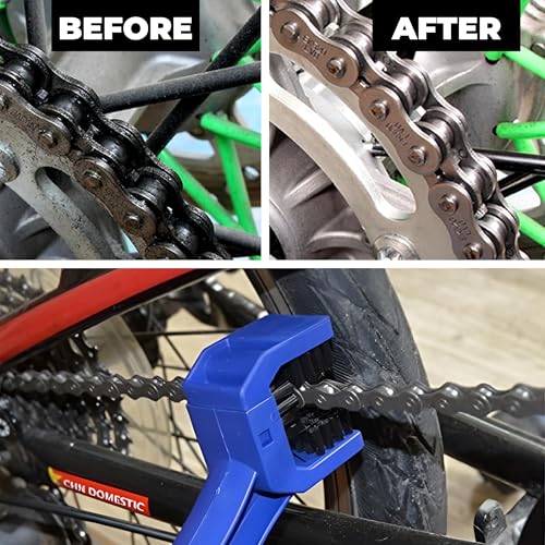 OBEROI'S TRADERS Motorcycle Chain Oiler/Dispenser & Cleaning Brush Combo I Universal Chain Lubrication Tool for Chains I Bike Chain Cleaner & Lube Spray Attachment Kit (Blue) - Image 2