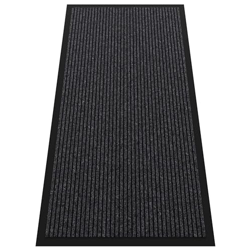HOMEK Indoor Outdoor Door Mat, 4’ x 2' Doormat for Entryway, Rubber Backing Non Slip Front Door Mat Outside Entrance, Super Absorbent Commercial Floor Mat for Home Office, Grey - Image 1
