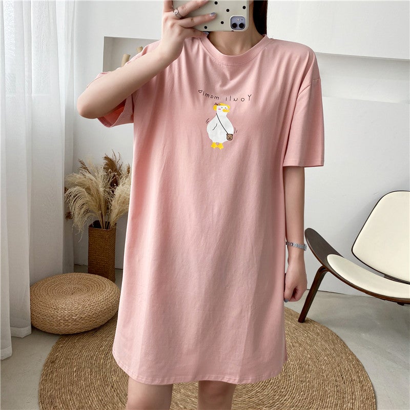 Summer Maternity Nursing Dress Tee Pink